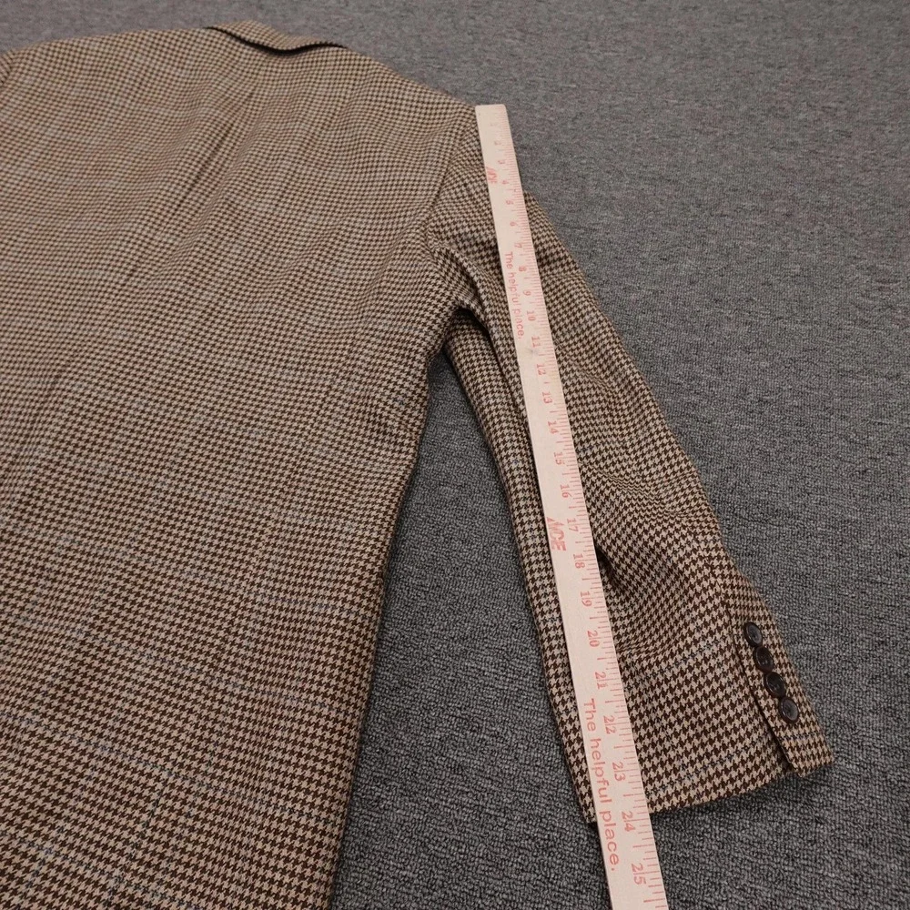 Brooks Brothers 1818 Madison Blazer Mens 44R Brown Houndstooth Wool Cashmere